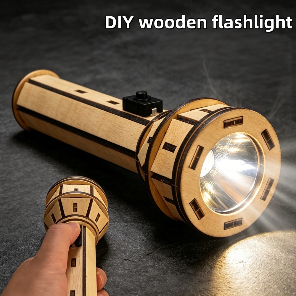 Science Project Physics - Деревянный DIY-набор для сборки фонарика-головоломки: развивающий